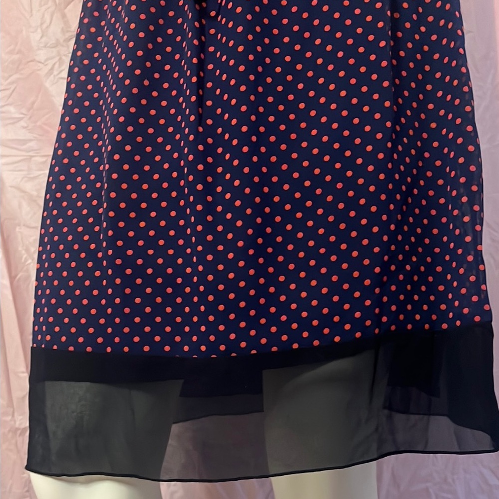 Enfocus studio navy blue with pink Polka Dot V-Neck Dress - Picture 4 of 4